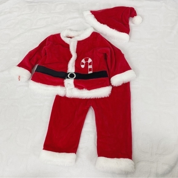 BON BEBE Baby Santa Claus Christmas Outfit with Hat Fuzzy Soft Size 6-9M - Picture 2 of 3